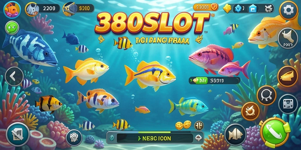 Tampilan gameplay <strong>380SLOT</strong> yang menarik saat menembak ikan.