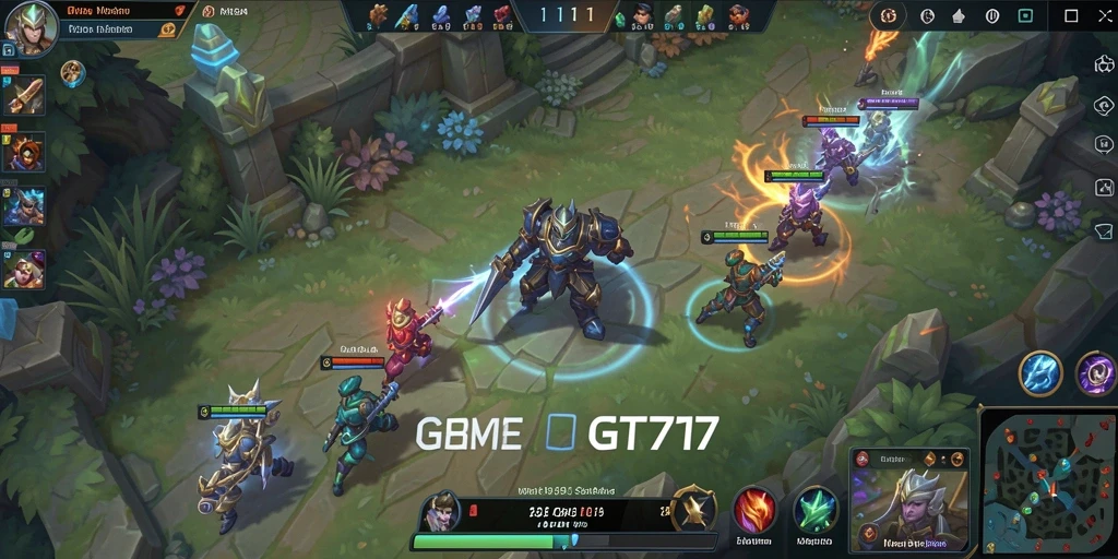 Tangkapan layar dari gameplay GT777 yang menampilkan pertempuran tim yang sengit.