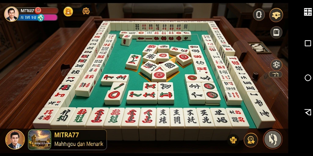 Tampilan gameplay Mahjong di MITRA77 yang seru dan mendebarkan.