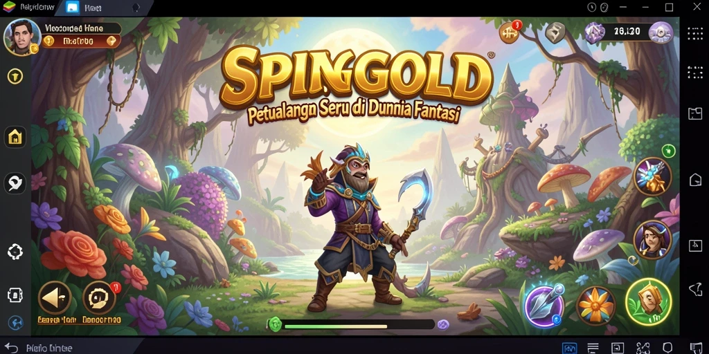 Screenshot gameplay SPINGOLD dengan elemen petualangan yang mengesankan.